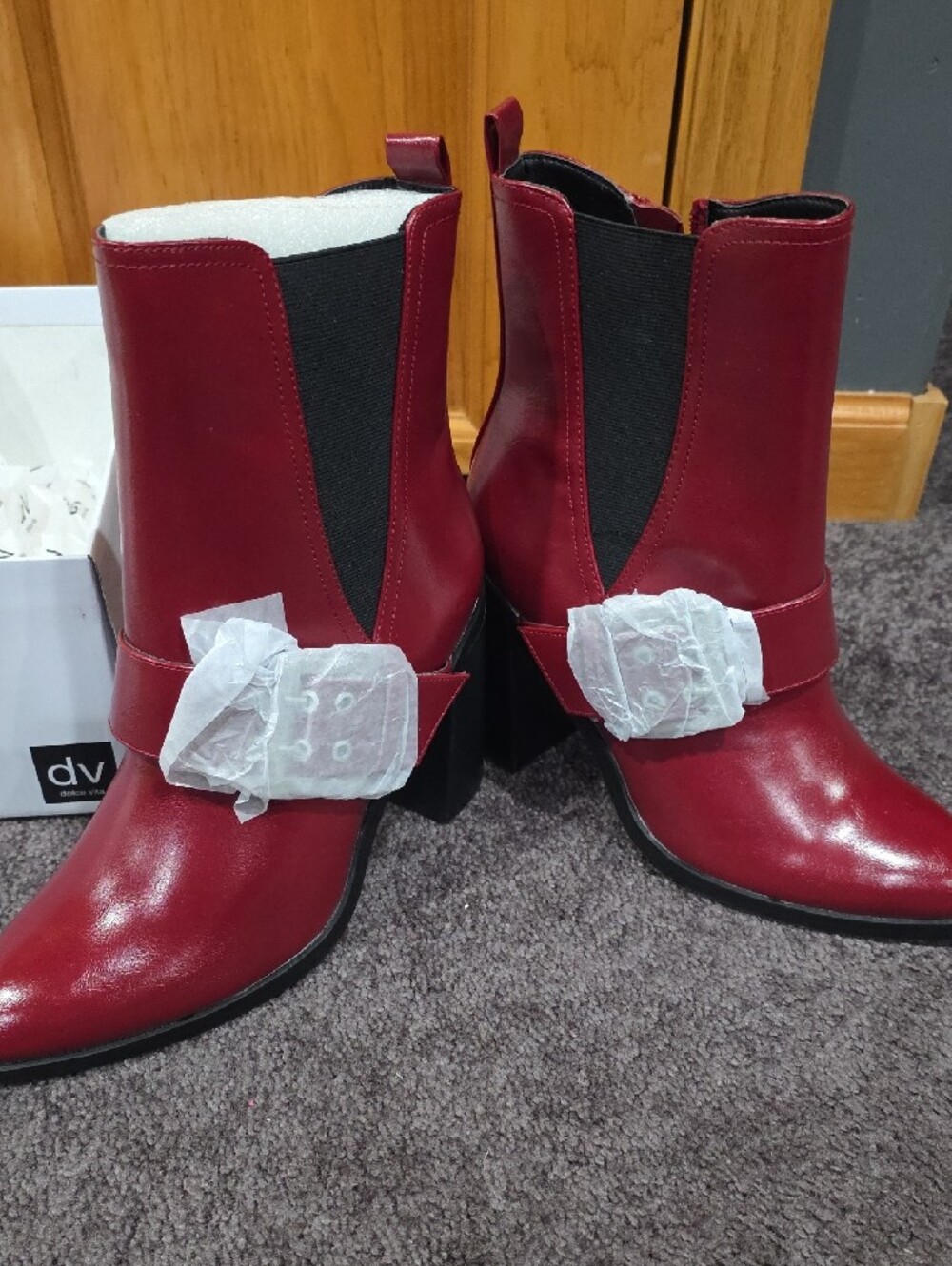 Dolce Vita Bria Pointed Red Ankle Boots